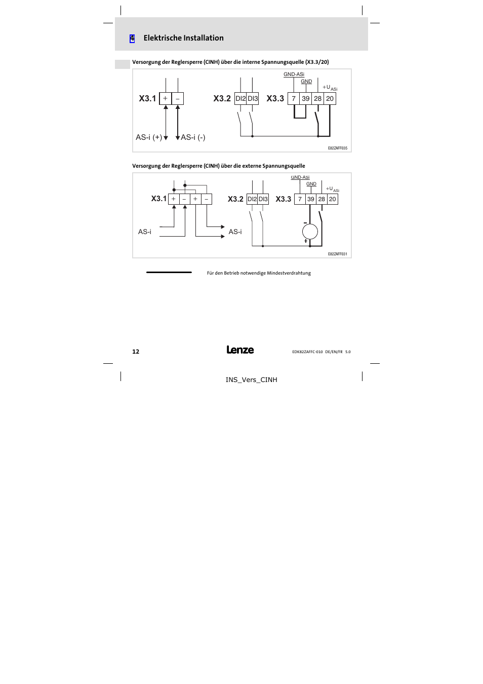 4elektrische installation, X3.3 x3.2, X3.1 | Lenze E82ZAFFC010 User Manual | Page 12 / 58
