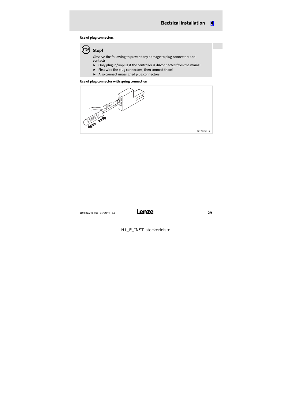 Lenze E82ZAFFC010 User Manual | Page 29 / 58