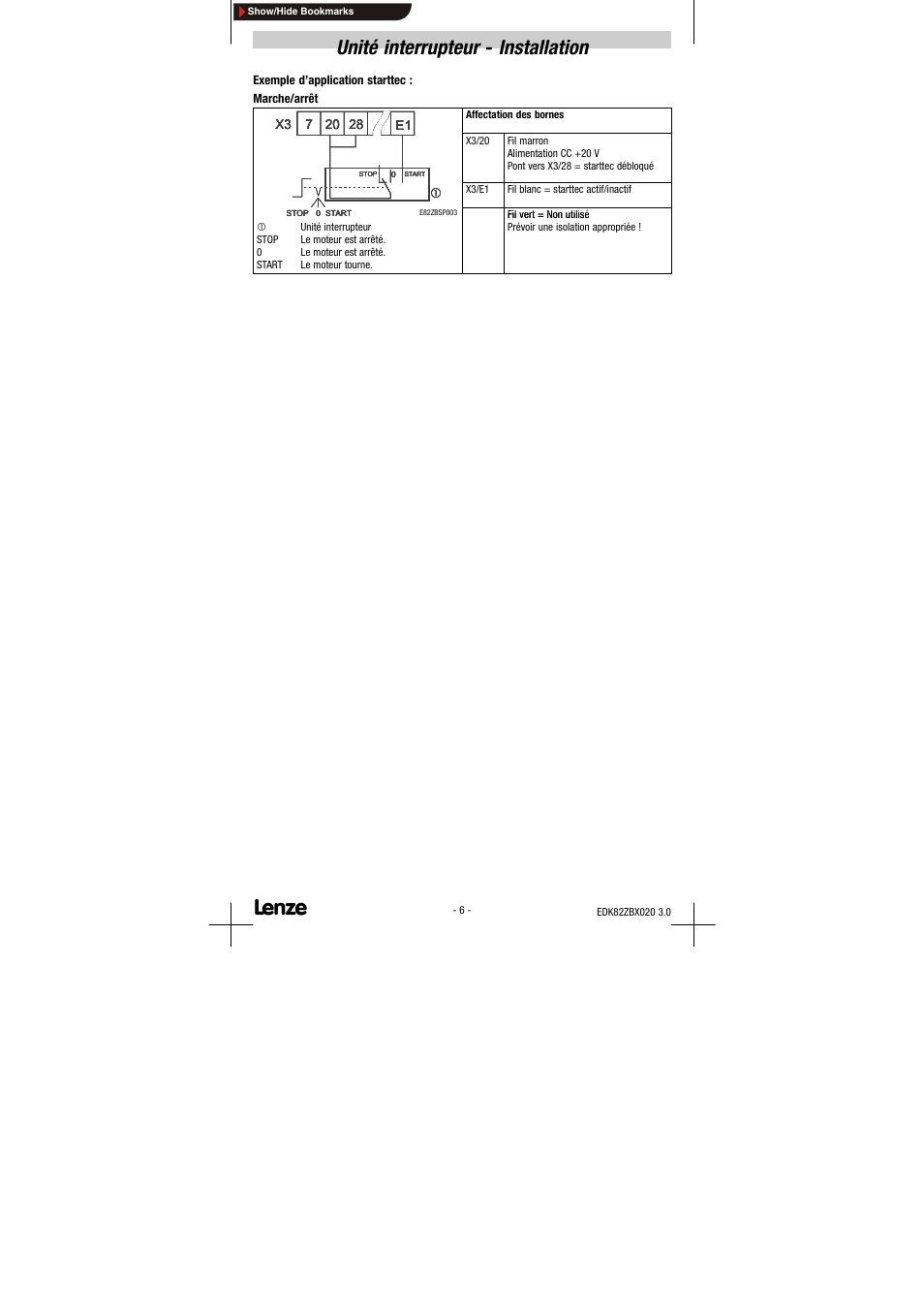 Unité interrupteur - installation | Lenze E82ZBS020 User Manual | Page 18 / 18