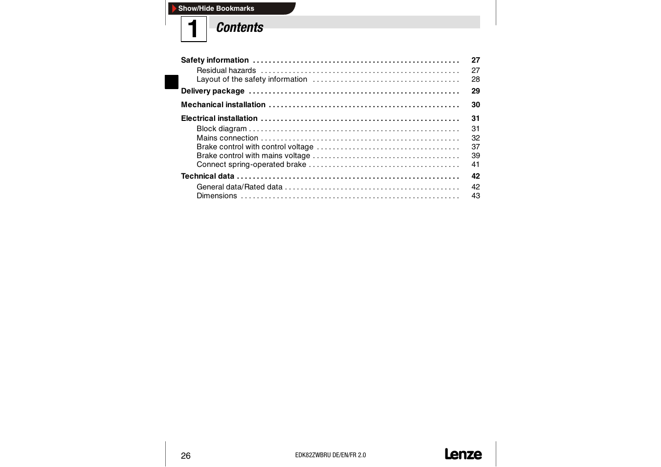 Lenze E82ZWBRU User Manual | Page 26 / 63