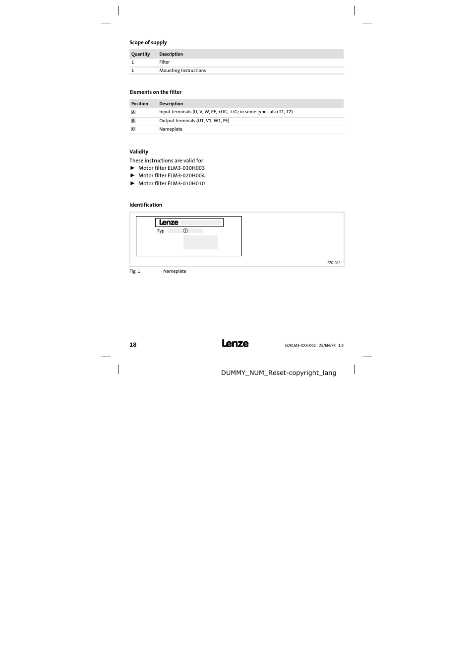 Scope of supply | Lenze ELM3−010H010 User Manual | Page 18 / 48