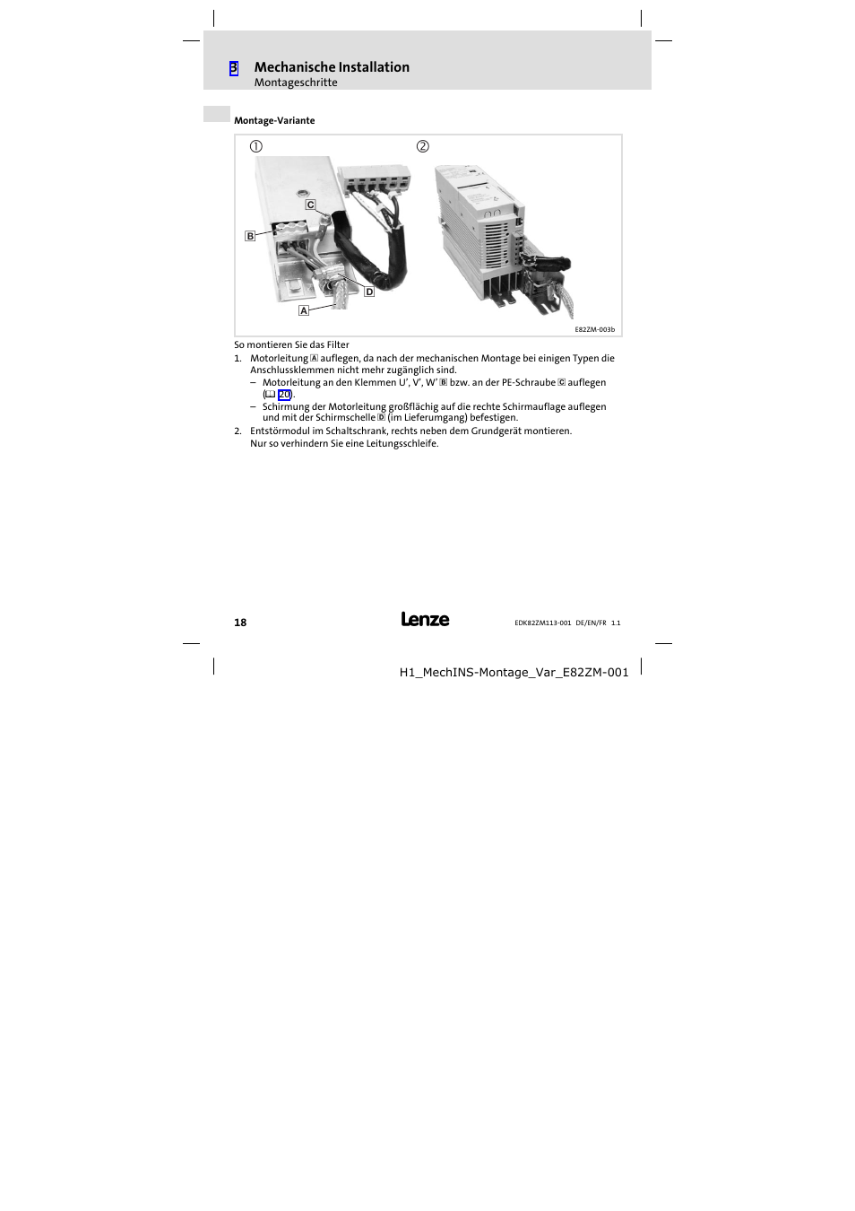 Lenze E82ZM113-001 User Manual | Page 18 / 58