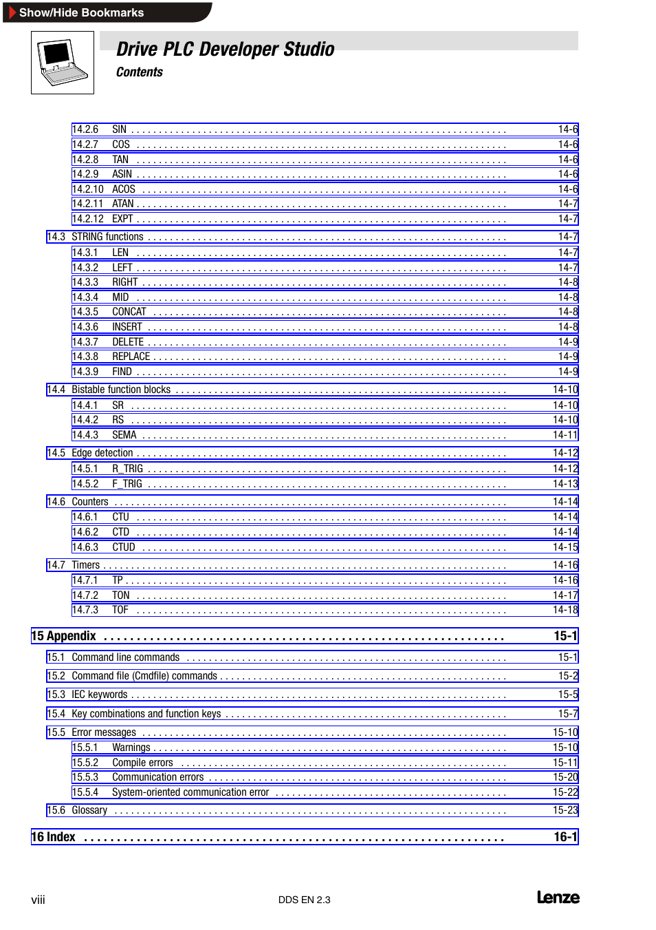 Drive plc developer studio | Lenze DDS v2.3 User Manual | Page 10 / 340