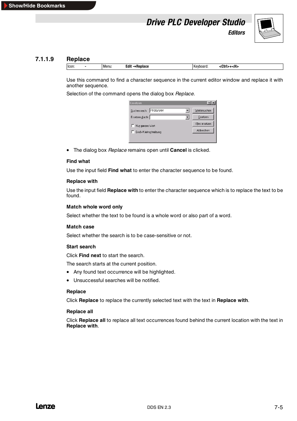 Drive plc developer studio | Lenze DDS v2.3 User Manual | Page 127 / 340