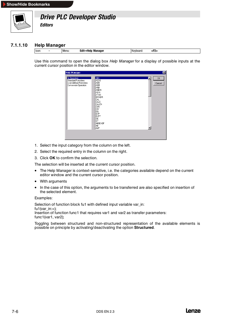 Drive plc developer studio | Lenze DDS v2.3 User Manual | Page 128 / 340
