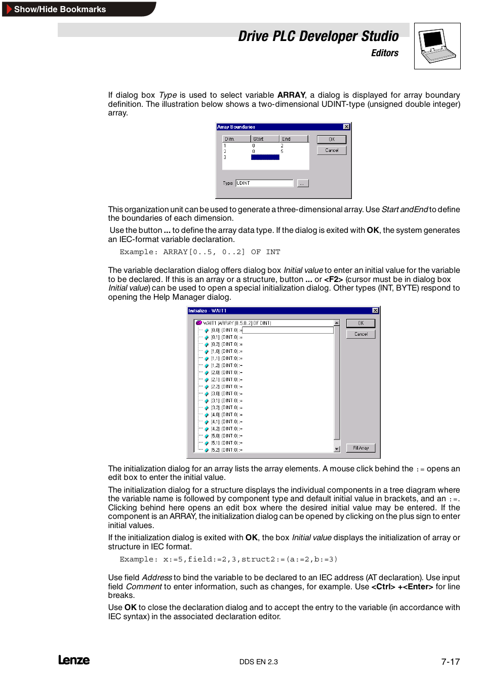 Drive plc developer studio | Lenze DDS v2.3 User Manual | Page 139 / 340