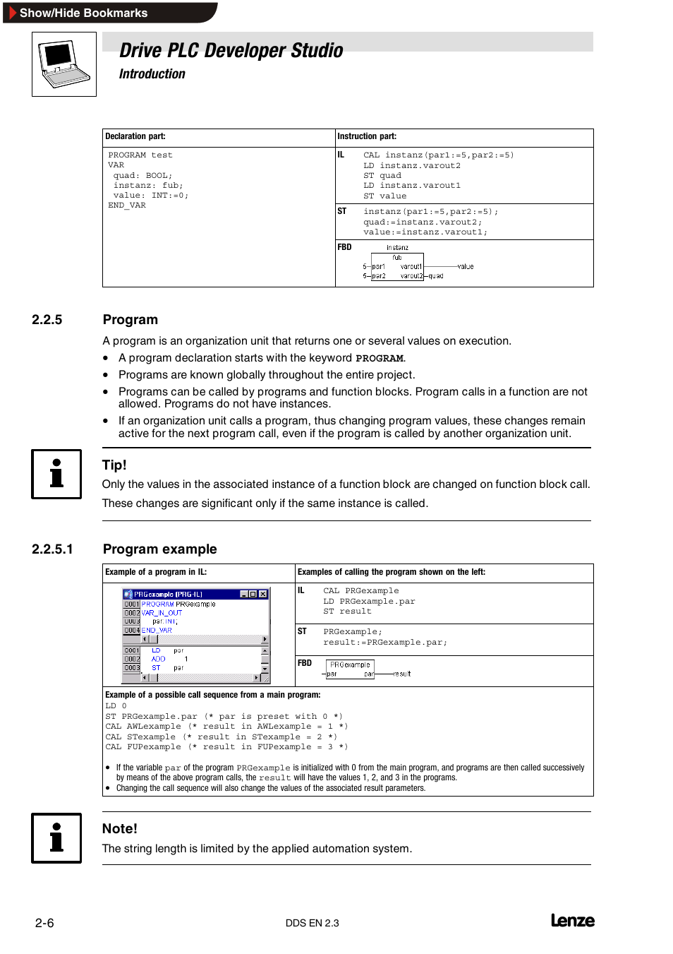 5 program, Program, Drive plc developer studio | Introduction, 1 program example | Lenze DDS v2.3 User Manual | Page 18 / 340