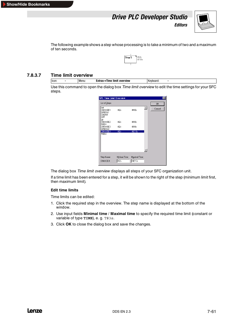 Drive plc developer studio | Lenze DDS v2.3 User Manual | Page 183 / 340