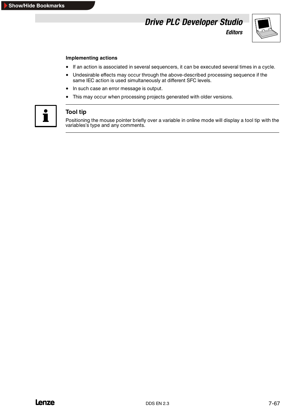 Drive plc developer studio | Lenze DDS v2.3 User Manual | Page 189 / 340