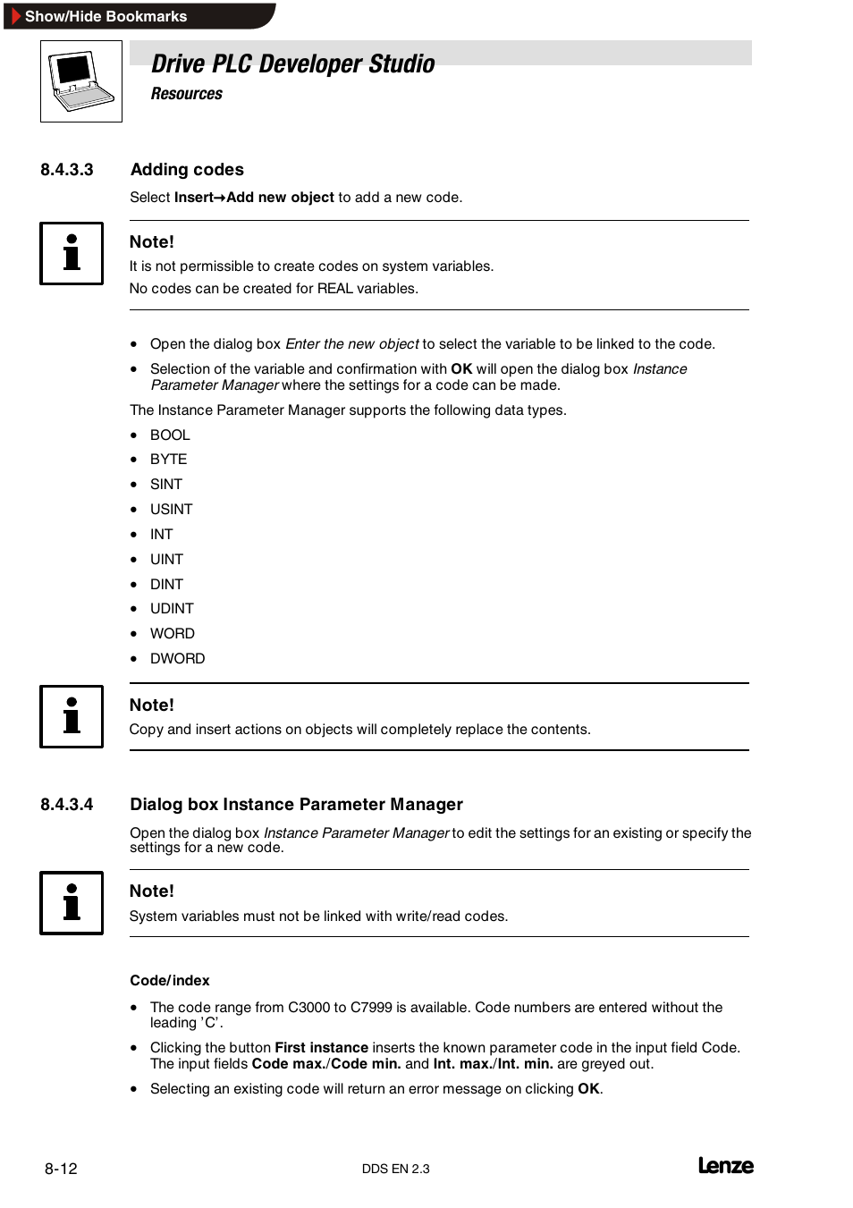 Drive plc developer studio | Lenze DDS v2.3 User Manual | Page 202 / 340