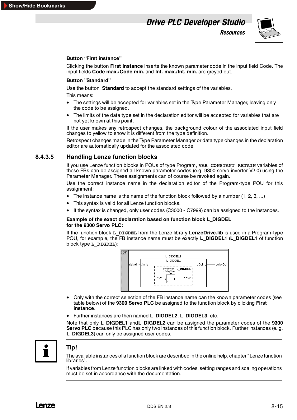 Drive plc developer studio | Lenze DDS v2.3 User Manual | Page 205 / 340
