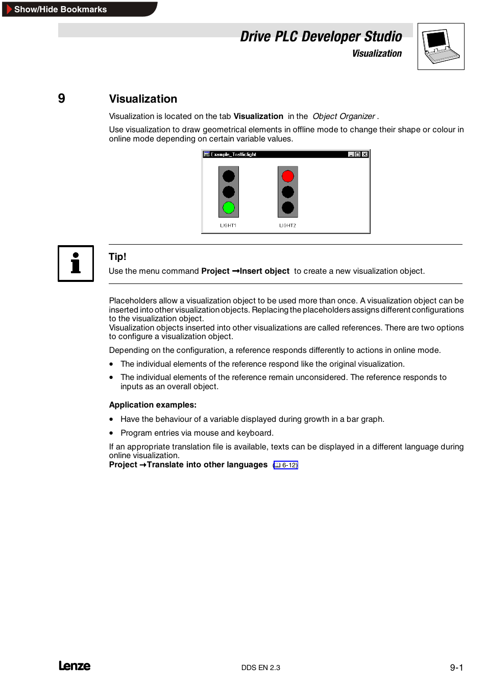 9 visualization, Drive plc developer studio, Visualization | Lenze DDS v2.3 User Manual | Page 235 / 340
