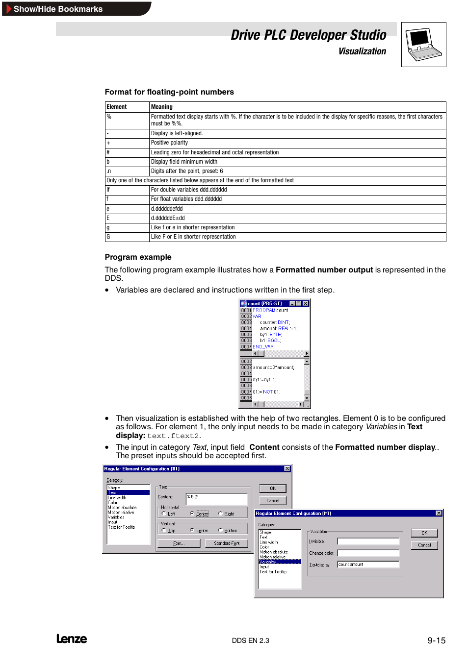 Drive plc developer studio, Visualization | Lenze DDS v2.3 User Manual | Page 249 / 340