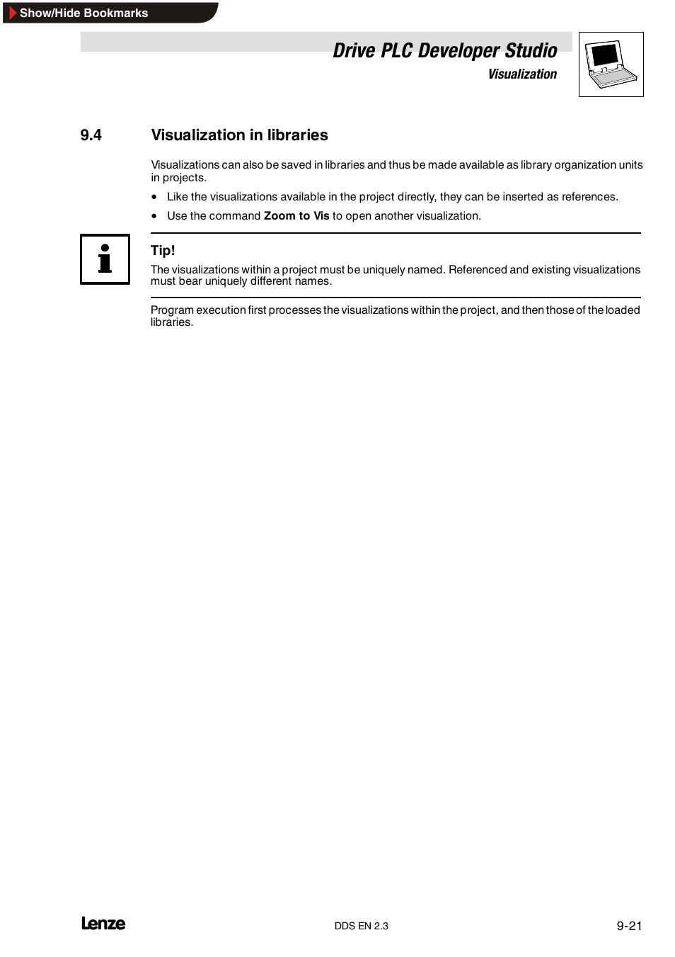 4 visualization in libraries, Drive plc developer studio | Lenze DDS v2.3 User Manual | Page 255 / 340