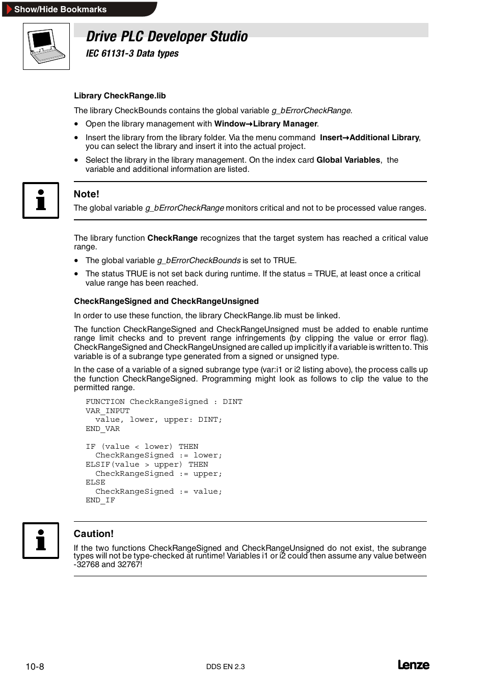 Drive plc developer studio | Lenze DDS v2.3 User Manual | Page 264 / 340
