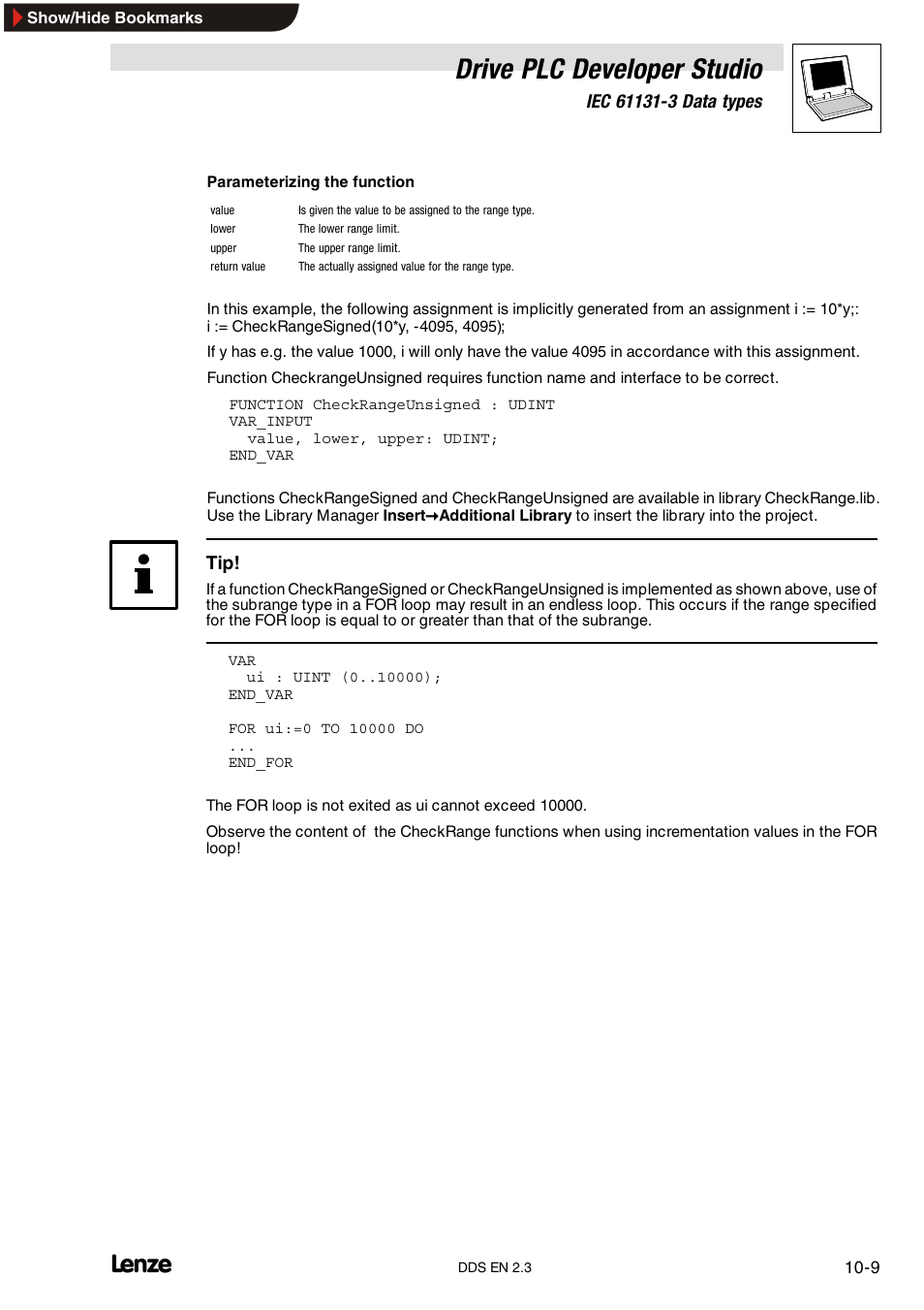 Drive plc developer studio | Lenze DDS v2.3 User Manual | Page 265 / 340