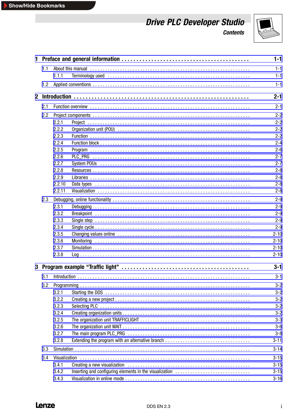 Drive plc developer studio | Lenze DDS v2.3 User Manual | Page 3 / 340