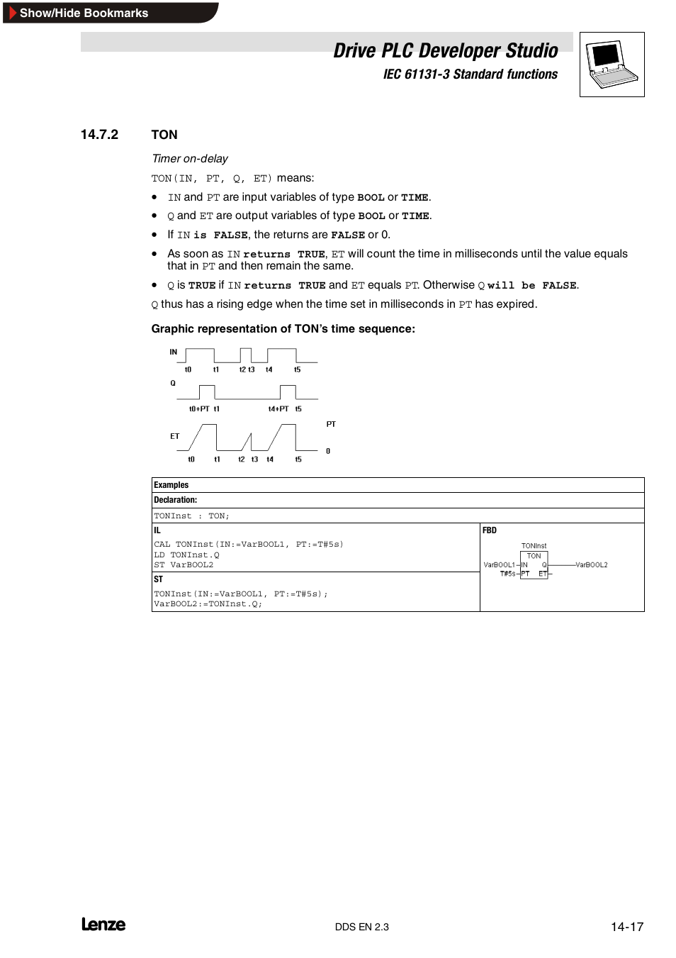 2 ton, Drive plc developer studio | Lenze DDS v2.3 User Manual | Page 309 / 340