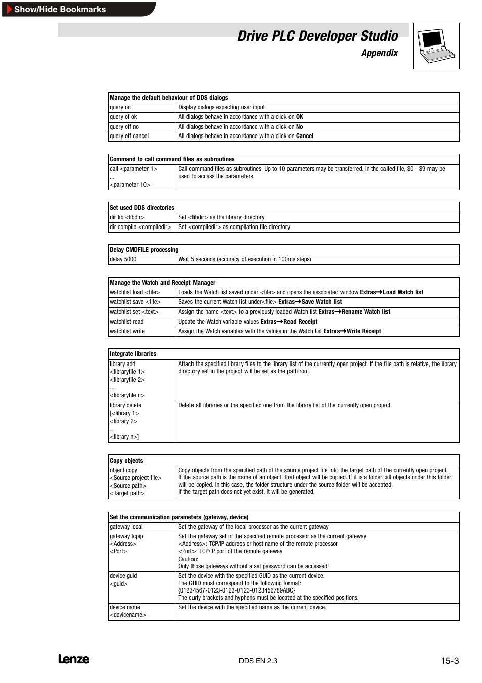 Drive plc developer studio, Appendix | Lenze DDS v2.3 User Manual | Page 313 / 340