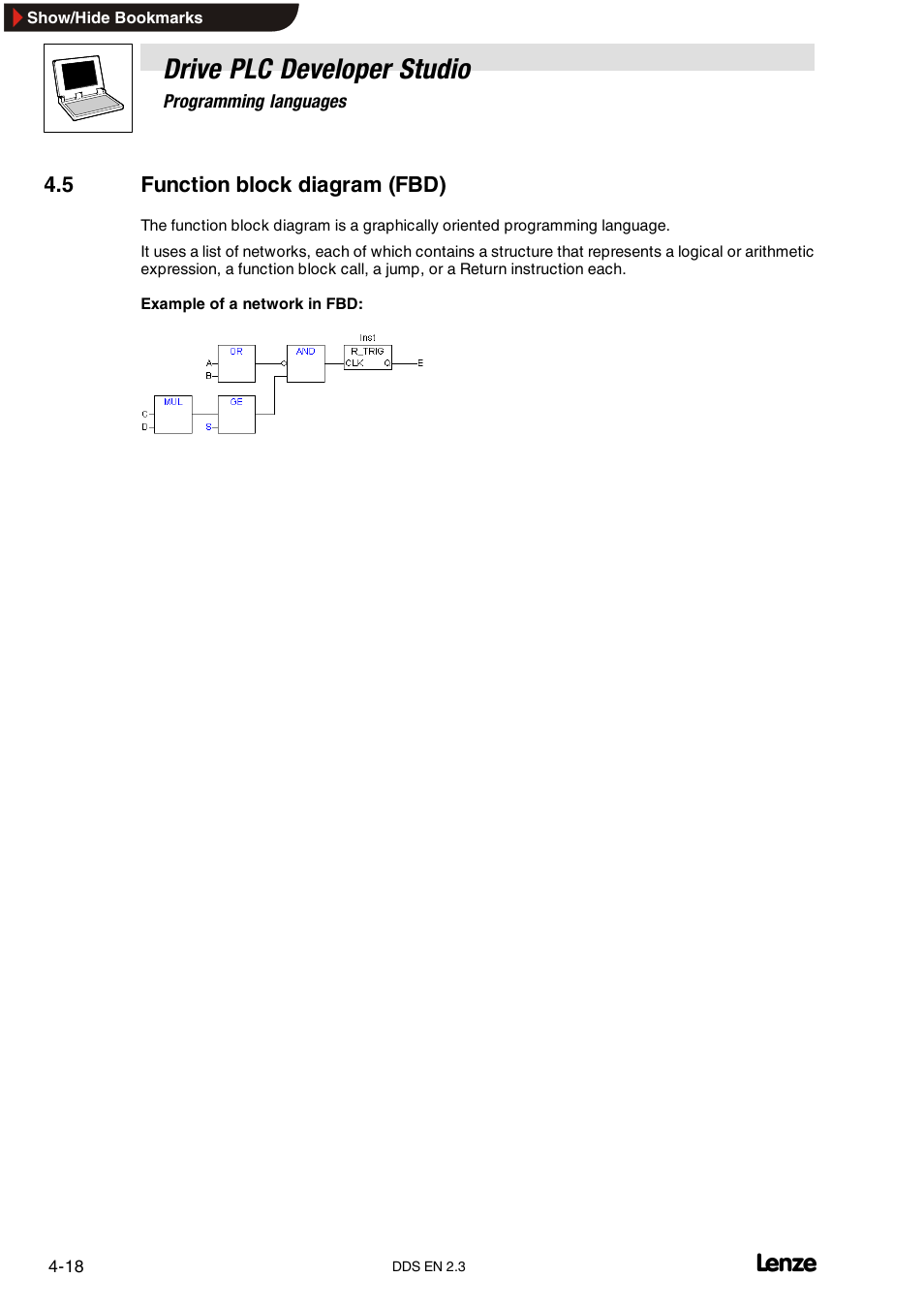 5 function block diagram (fbd), Drive plc developer studio | Lenze DDS v2.3 User Manual | Page 56 / 340