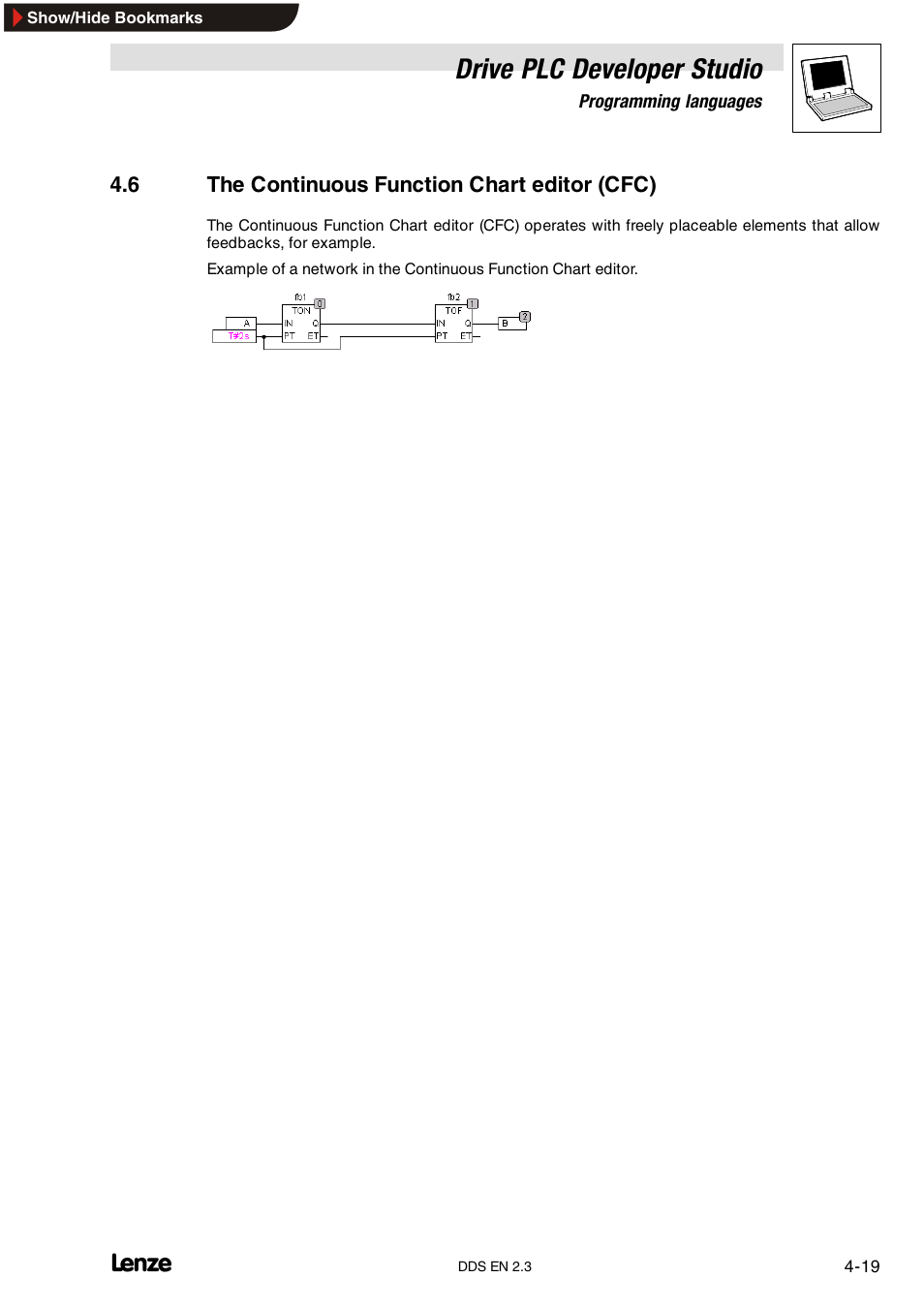 6 the continuous function chart editor (cfc), Drive plc developer studio | Lenze DDS v2.3 User Manual | Page 57 / 340