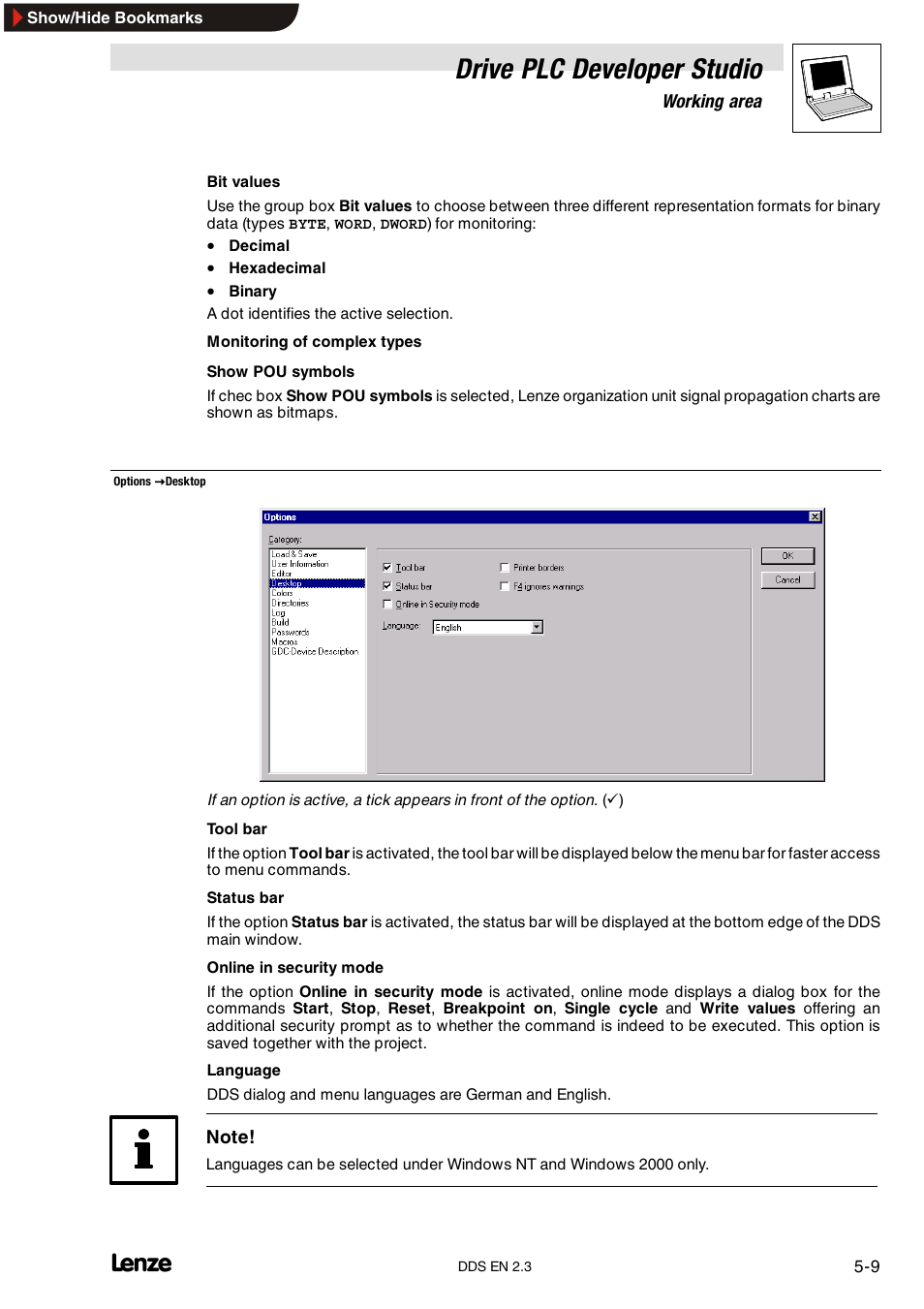 Drive plc developer studio | Lenze DDS v2.3 User Manual | Page 69 / 340