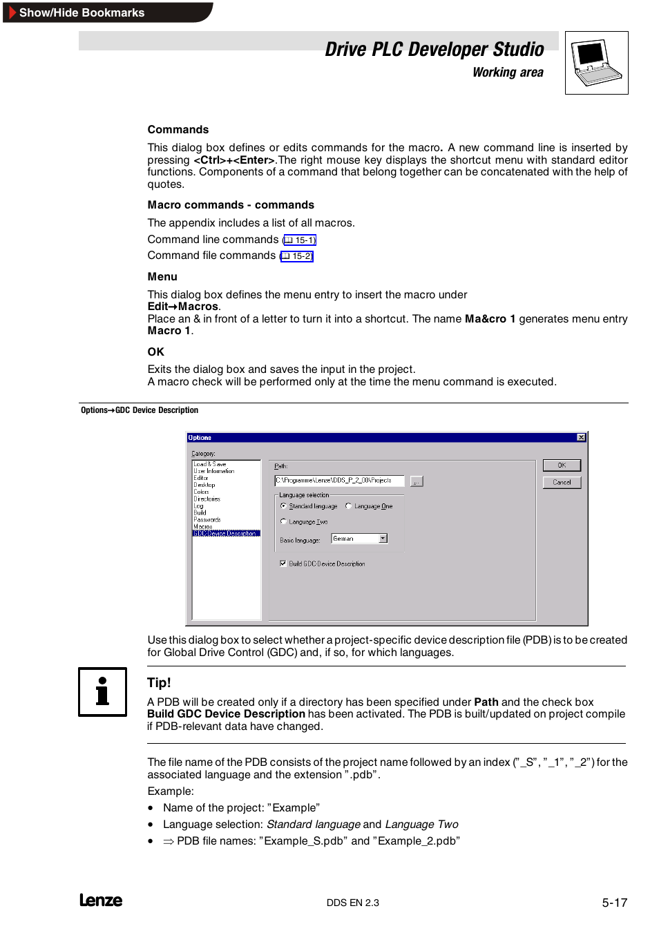 Drive plc developer studio | Lenze DDS v2.3 User Manual | Page 77 / 340