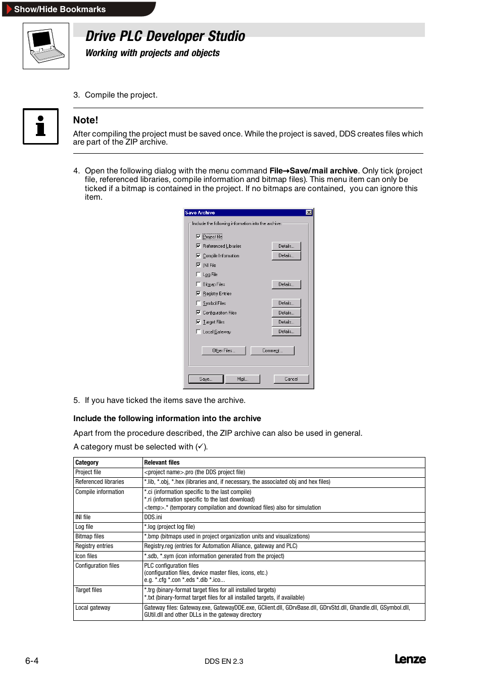 Drive plc developer studio, Working with projects and objects | Lenze DDS v2.3 User Manual | Page 82 / 340