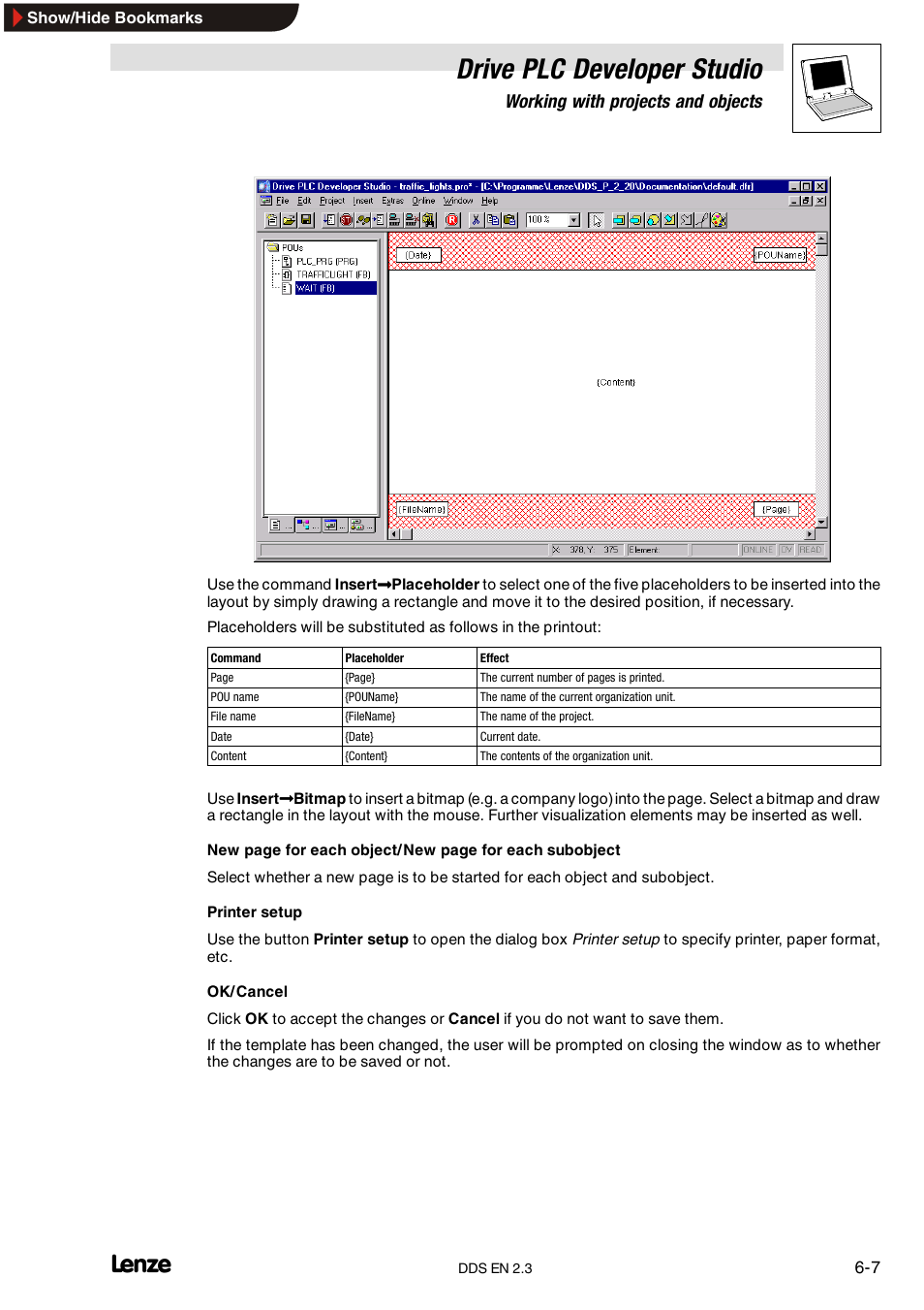 Drive plc developer studio, Working with projects and objects | Lenze DDS v2.3 User Manual | Page 85 / 340