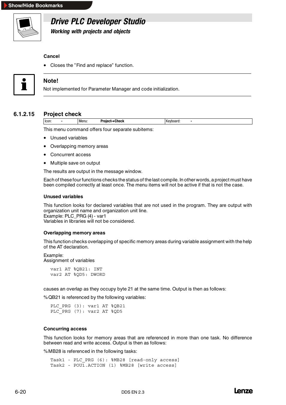 Drive plc developer studio | Lenze DDS v2.3 User Manual | Page 98 / 340