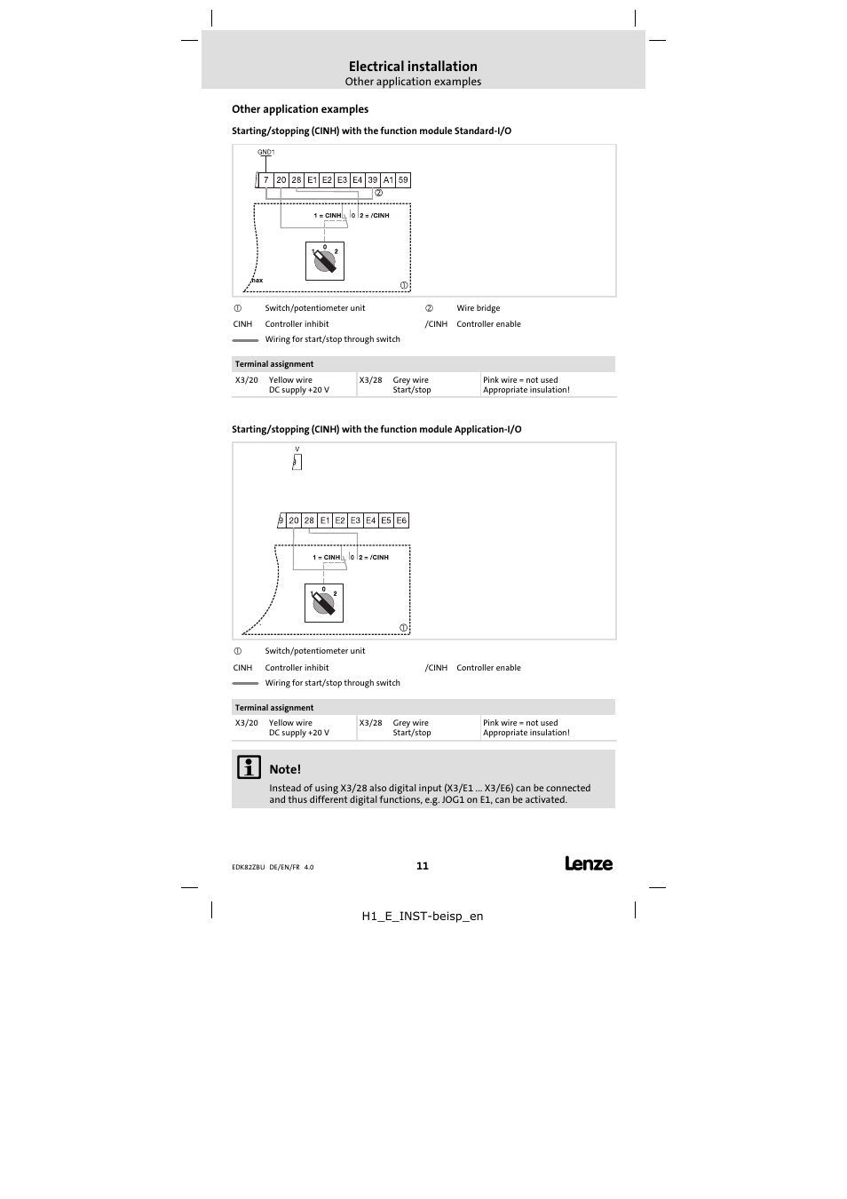 Other application examples, Electrical installation | Lenze E82ZBU User Manual | Page 11 / 18