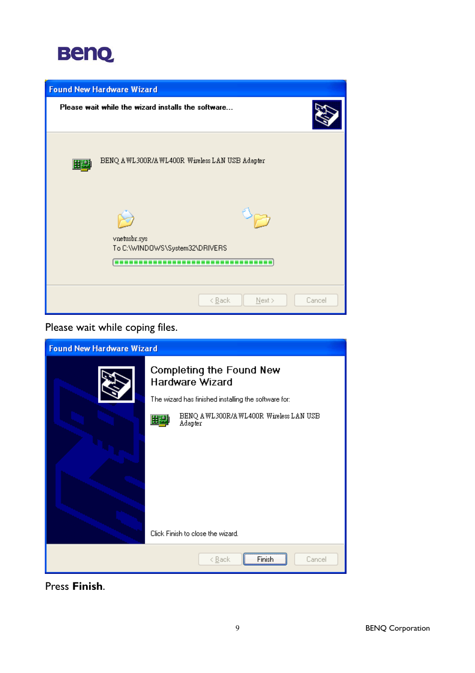 BenQ AWL400 User Manual | Page 13 / 22