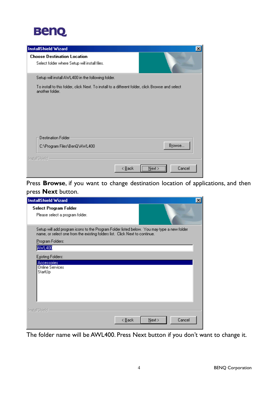 BenQ AWL400 User Manual | Page 8 / 22