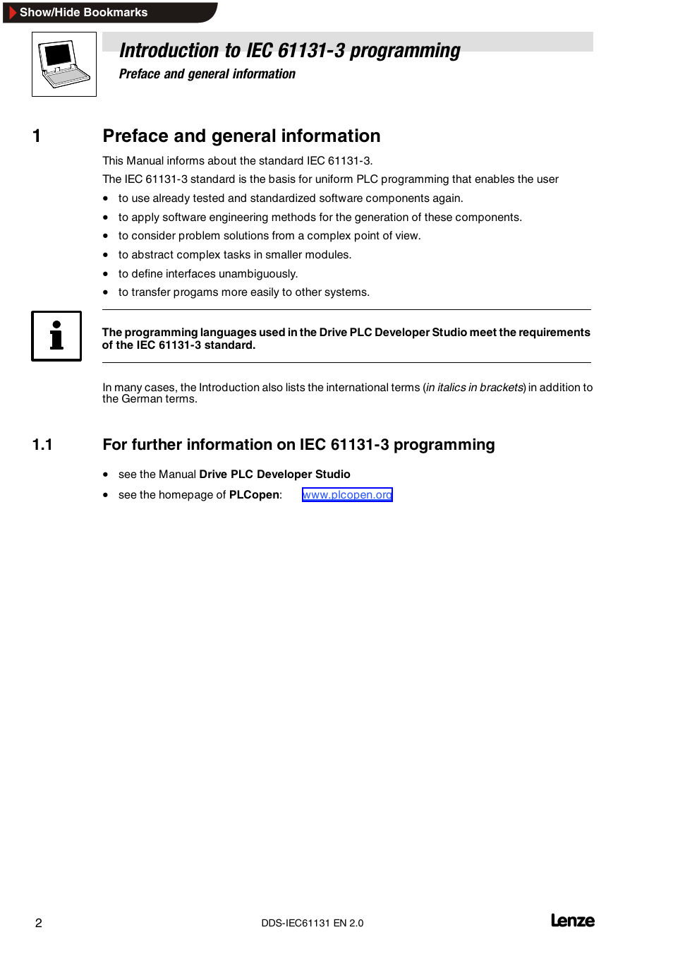 1 preface and general information, 1preface and general information | Lenze DDS v2.0 User Manual | Page 4 / 26