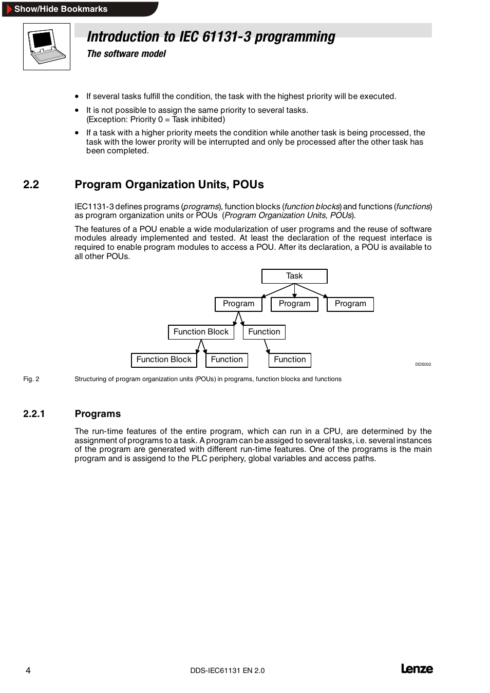 2 program organization units, pous, 1 programs, Programs | Lenze DDS v2.0 User Manual | Page 6 / 26