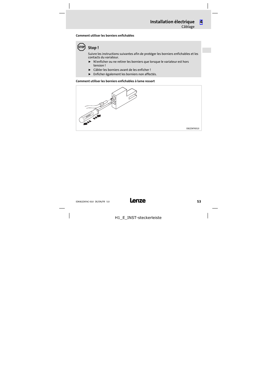 Lenze E82ZAFAC010 User Manual | Page 53 / 66