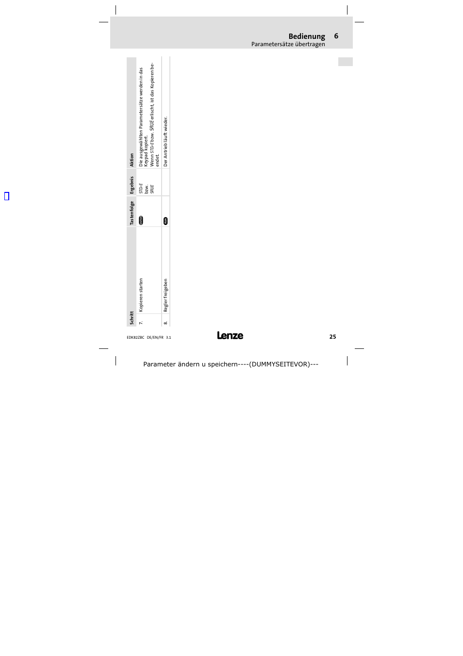 Bedienung | Lenze E82ZBC User Manual | Page 25 / 102