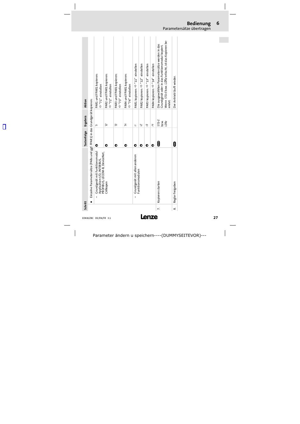 Bedienung | Lenze E82ZBC User Manual | Page 27 / 102