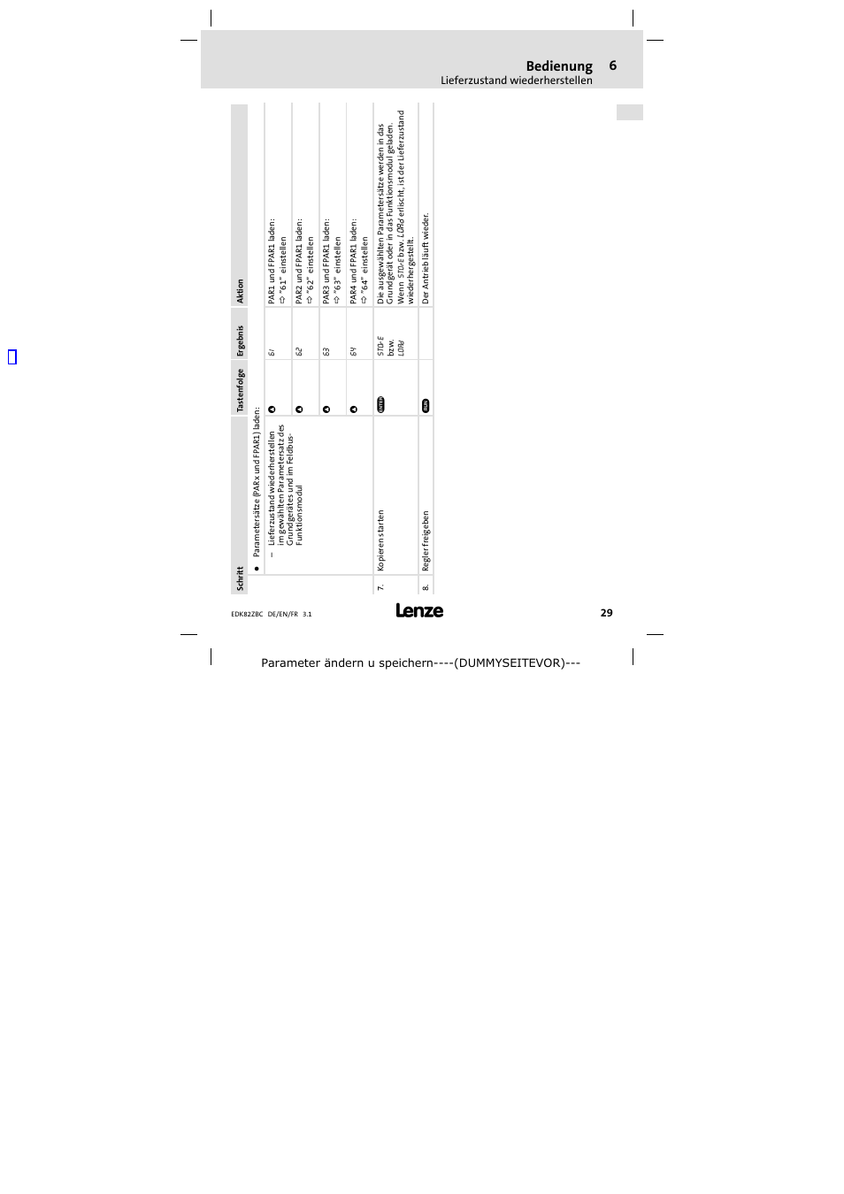 Bedienung | Lenze E82ZBC User Manual | Page 29 / 102