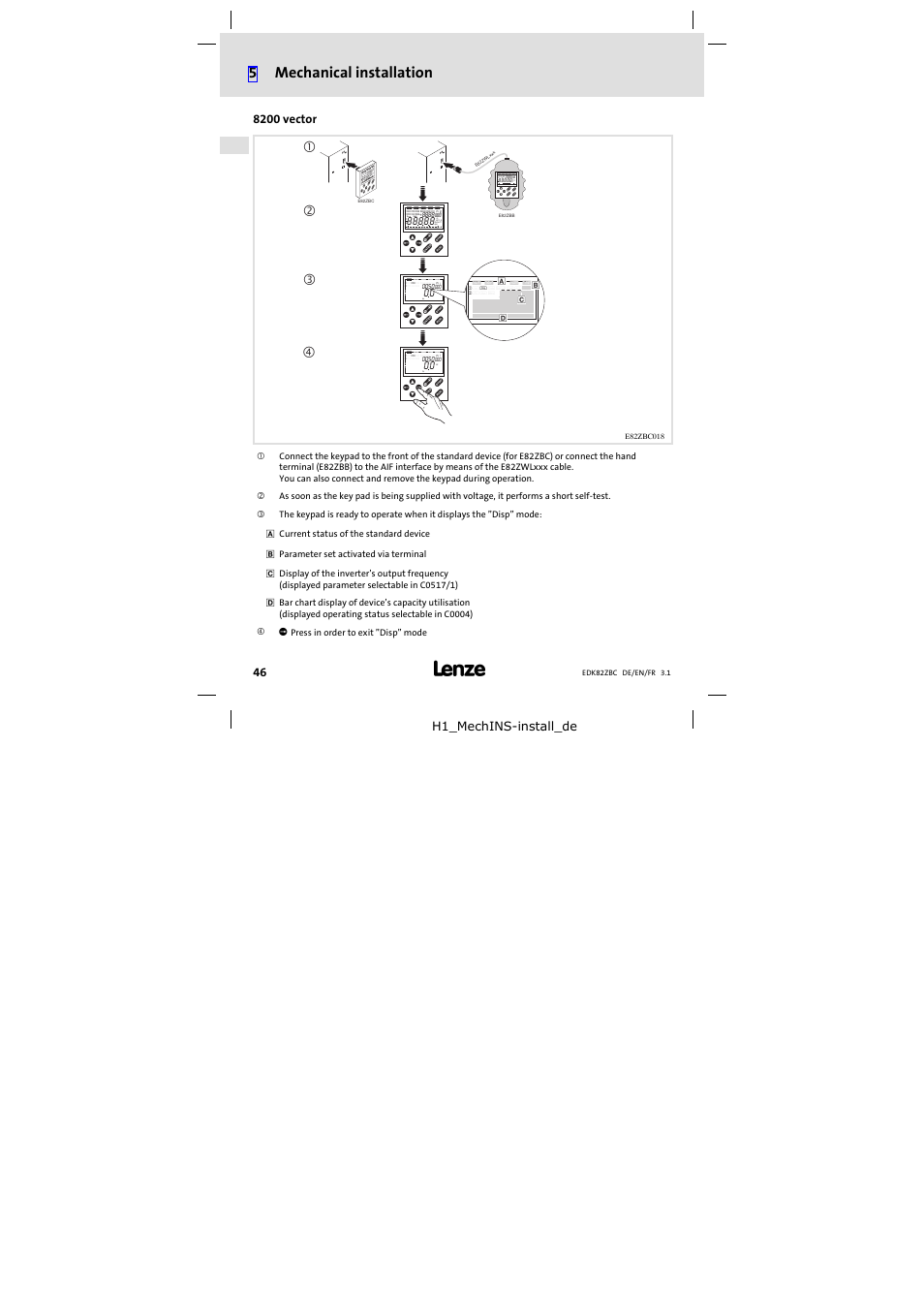 8200 vector, 5 mechanical installation | Lenze E82ZBC User Manual | Page 46 / 102