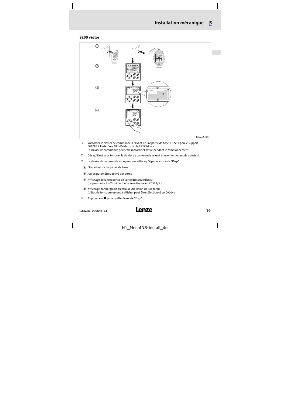 8200 vector, Installation mécanique 5 | Lenze E82ZBC User Manual | Page 79 / 102