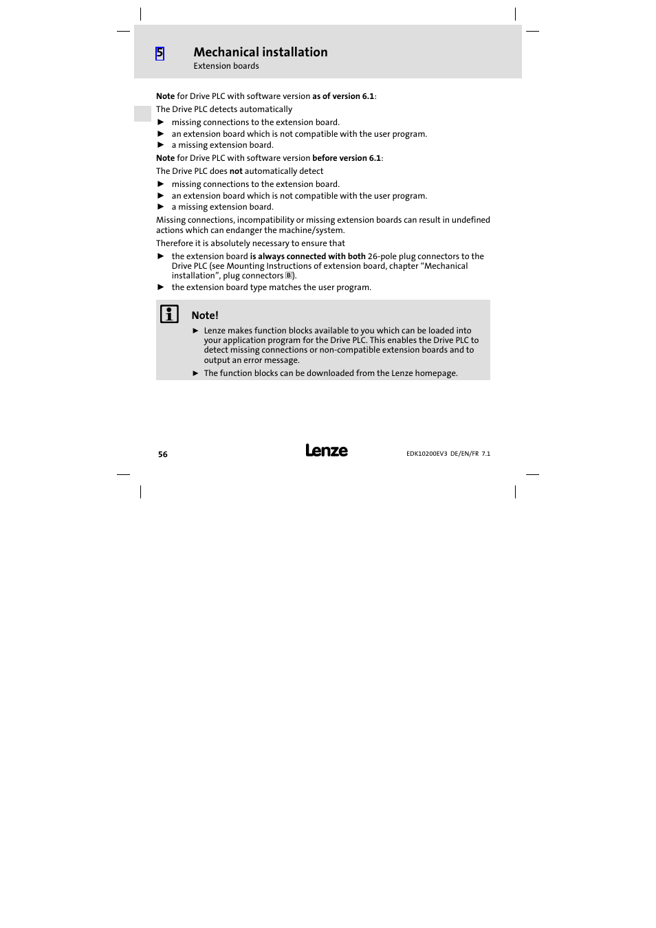 Mechanical installation | Lenze EPL1020x−EI User Manual | Page 56 / 110