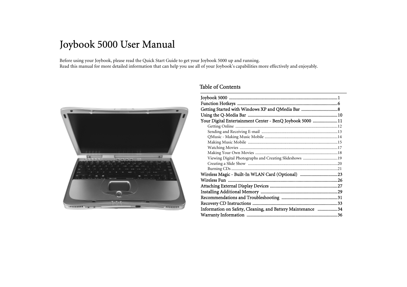BenQ Joybook 5000 User Manual | 40 pages