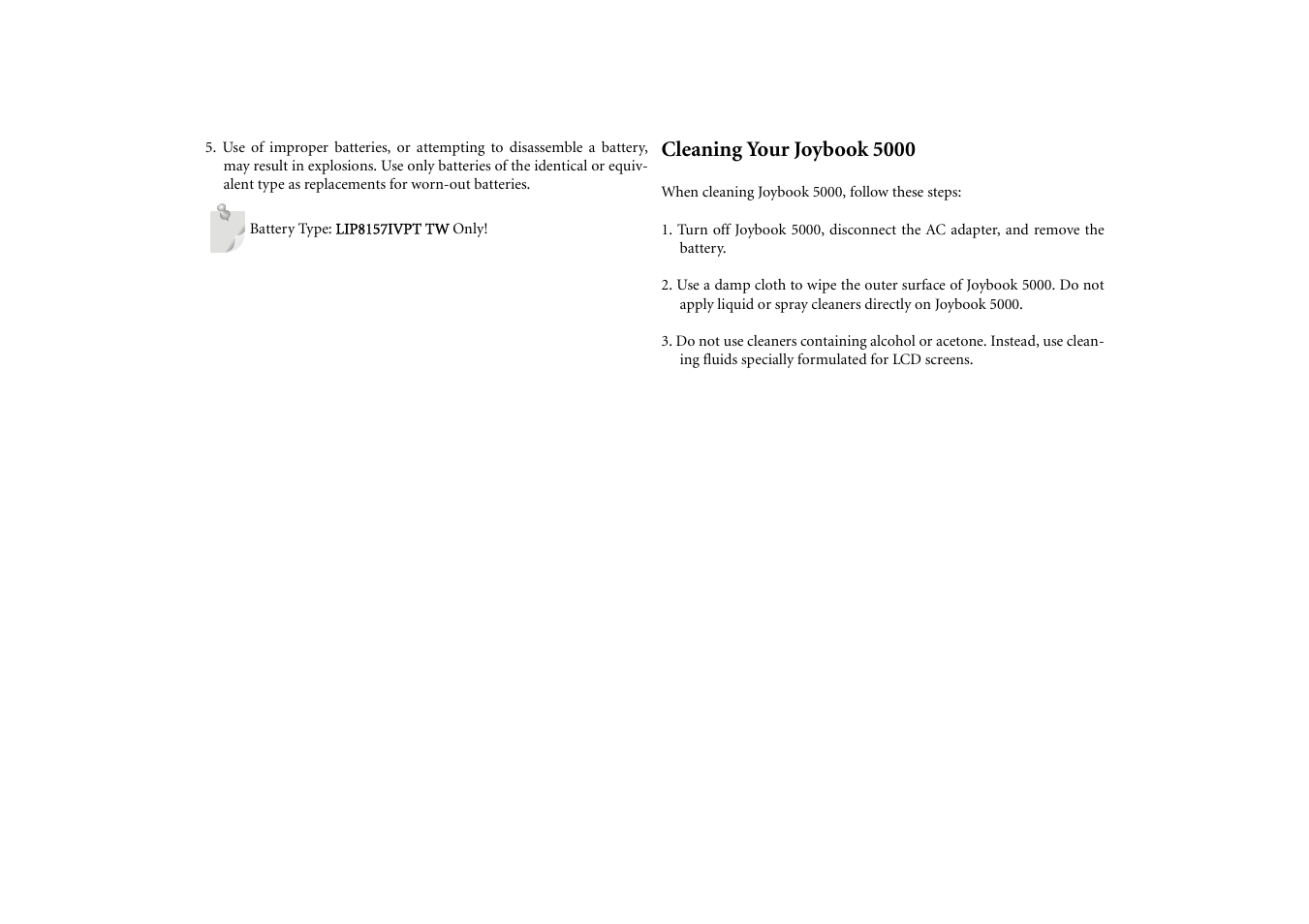 Cleaning your joybook 5000 | BenQ Joybook 5000 User Manual | Page 37 / 40