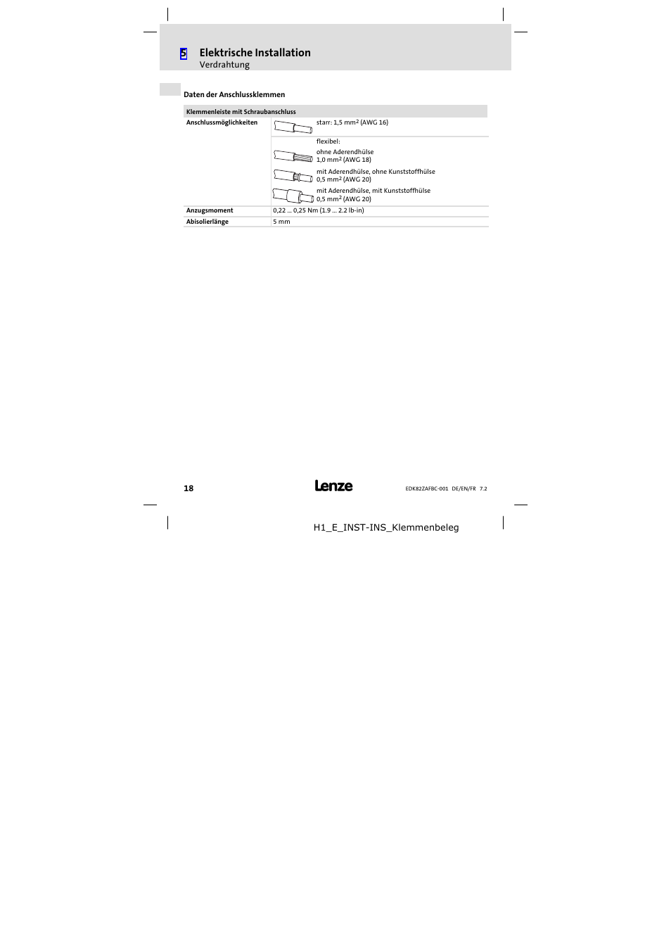 5elektrische installation | Lenze E82ZAFBC001 User Manual | Page 18 / 64
