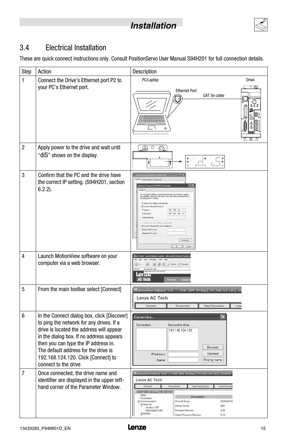 8d is, Installation, 4 electrical installation | Lenze E94P v4.0 User Manual | Page 17 / 20