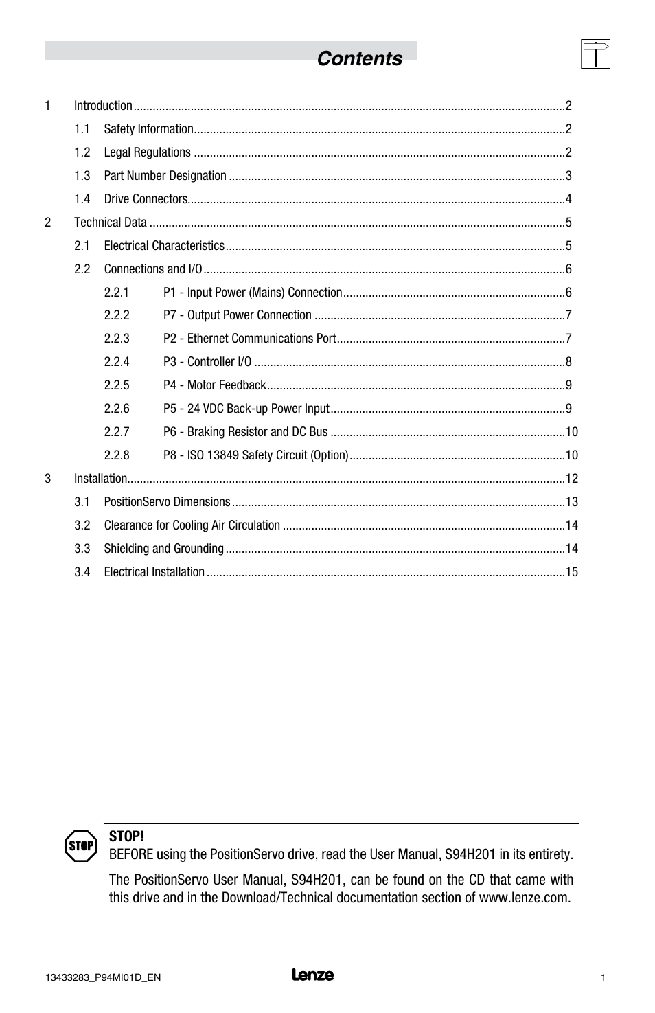Lenze E94P v4.0 User Manual | Page 3 / 20