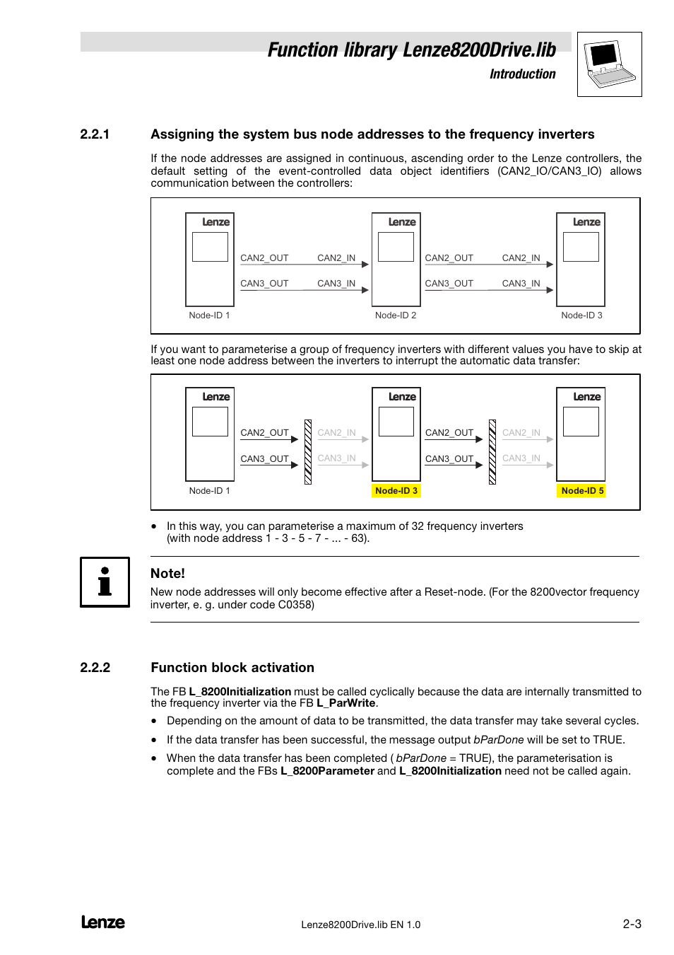 2 function block activation, Function block activation, Function library lenze8200drive.lib | Introduction | Lenze DDS Function library 8200 Drive User Manual | Page 11 / 28