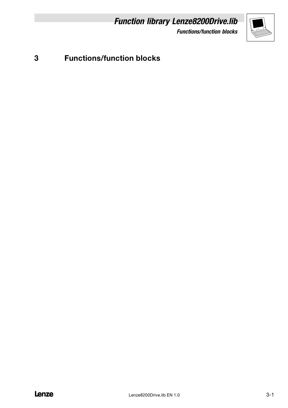 3 functions/function blocks, Function library lenze8200drive.lib | Lenze DDS Function library 8200 Drive User Manual | Page 13 / 28