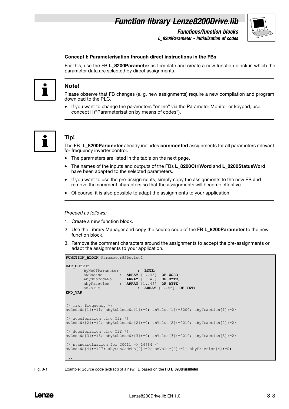Function library lenze8200drive.lib, Functions/function blocks | Lenze DDS Function library 8200 Drive User Manual | Page 15 / 28
